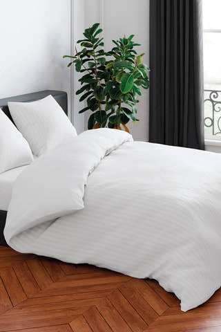 2 fundas de almohada de satén de algodón 80 hilos/cm² Dobby - Blanco