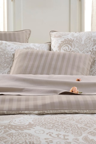 2 fundas de almohada de satén de algodón 80 hilos/cm² Arles - Topo y crudo