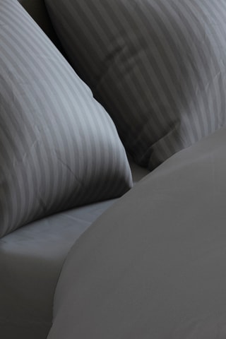 2 fundas de almohada de satén de algodón 80 hilos/cm² Dobby - Gris oscuro