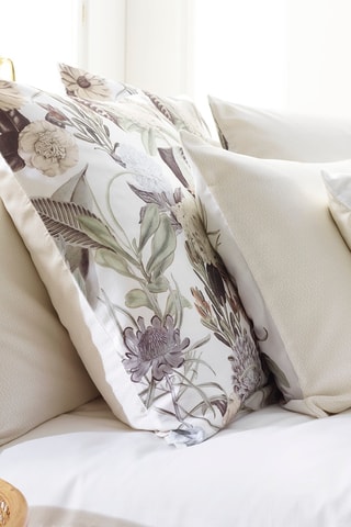 2 fundas de almohada reversibles de satén de algodón 80 hilos/cm² Garden - Topo