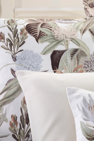 2 fundas de almohada reversibles de satén de algodón 80 hilos/cm² Garden - Topo