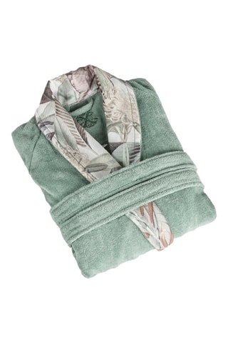 Albornoz de terciopelo Garden - Verde y marrón