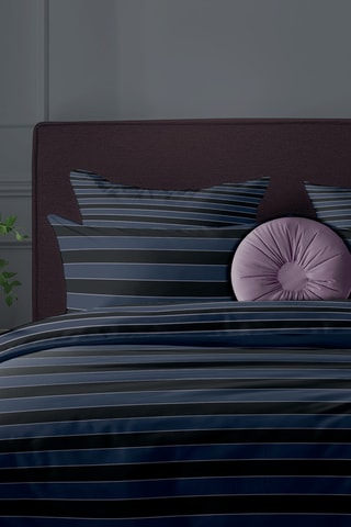 Sábana encimera de satén de algodón 80 hilos/cm² Eclipse - Azul oscuro