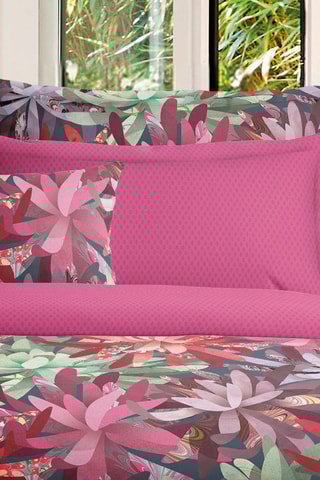 Sábana encimera de satén de algodón 80 hilos/cm² Garden micro - Rosa