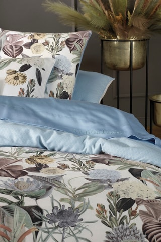 Sábana encimera de satén de algodón 80 hilos/cm² Garden Micro - Azul claro