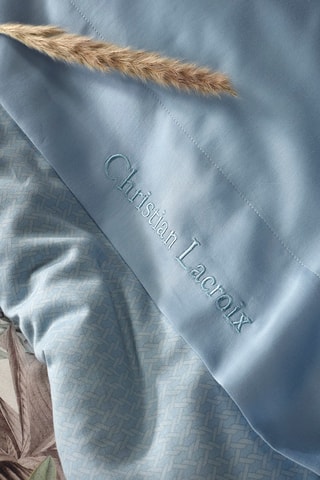 Sábana encimera de satén de algodón 80 hilos/cm² Liso - Azul claro