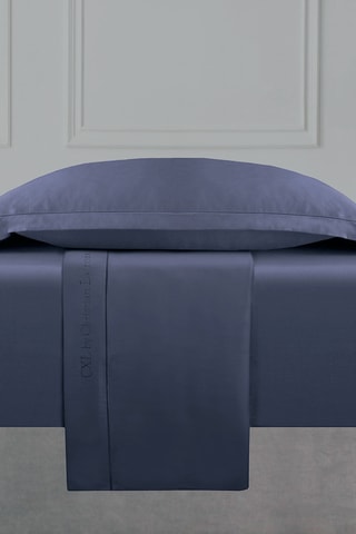 Sábana encimera de satén de algodón 80 hilos/cm² Uni 1 baratta - Azul marino