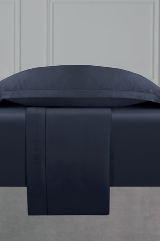 Sábana encimera de satén de algodón 80 hilos/cm² Uni 1 baratta - Azul noche