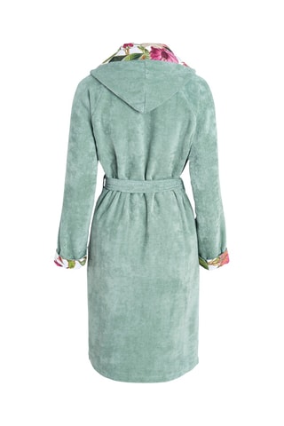 Albornoz con capucha de terciopelo Garden - Verde