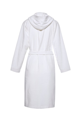 Albornoz con capucha de terciopelo Uni - Blanco