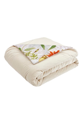 Colcha reversible de satén de algodón Jardin D’Hiver - Blanco