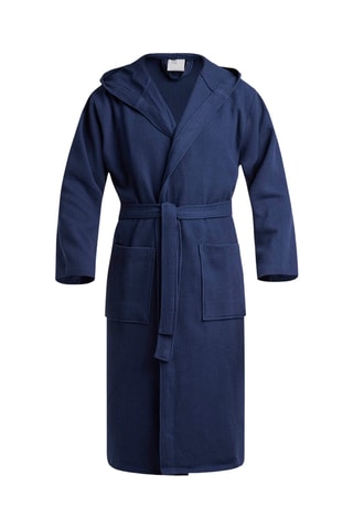 Albornoz con capucha Nid d'abeille - Azul marino