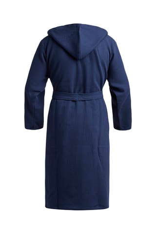 Albornoz con capucha Nid d'abeille - Azul marino