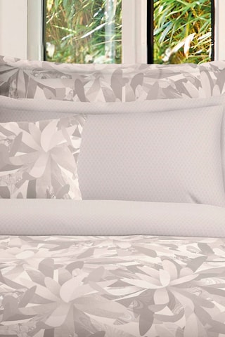 Juego de nórdico de satén de algodón 80 hilos/cm² Fleurs psychédéliques - Beige y blanco