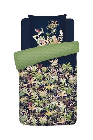 Juego de nórdico de satén de algodón 80 hilos/cm² Miami - Azul oscuro y verde claro