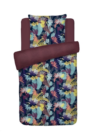 Juego de nórdico de satén de algodón 80 hilos/cm² Tanzanie - Violeta oscuro y marrón oscuro