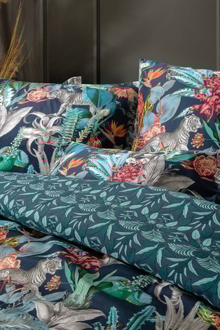 Juego de nórdico de satén de algodón 80 hilos/cm² Zanzibar - Azul pato