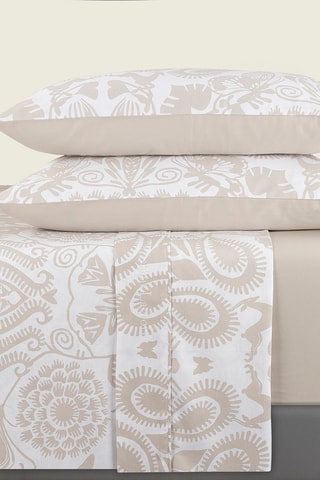 Juego de sábanas de satén de algodón 80 hilos/cm² Love Stories - Topo