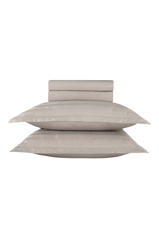 Juego de sábanas de satén de algodón 80 hilos/cm² Dobby stripe woven - Topo