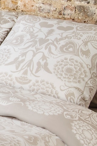 Juego de nórdico de satén de algodón 80 hilos/cm² Love Stories - Topo y blanco