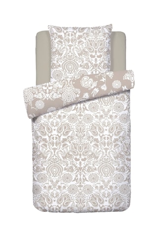 Juego de nórdico de satén de algodón 80 hilos/cm² Love Stories - Topo y blanco