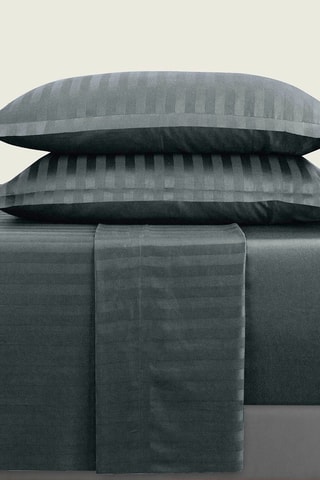 Juego de sábanas de satén de algodón 80 hilos/cm² Dobby stripe woven - Gris oscuro