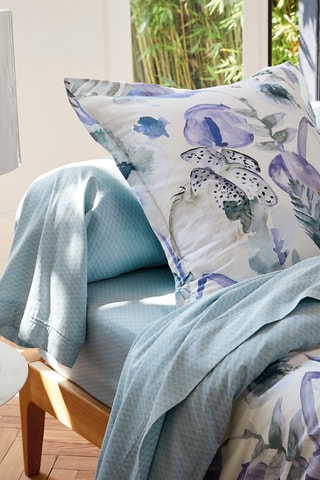 Juego de nórdico de satén de algodón 80 hilos/cm² Exotique - Violeta y blanco