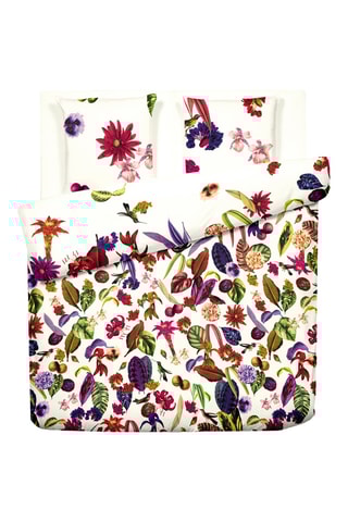 Juego de nórdico de satén de algodón 80 hilos/cm² Jardin Floral - Blanco y rojo