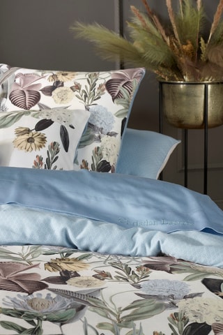 Juego de nórdico de satén de algodón 80 hilos/cm² Garden - Blanco