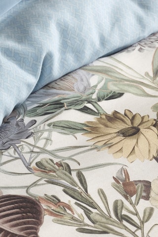 Juego de nórdico de satén de algodón 80 hilos/cm² Garden - Blanco