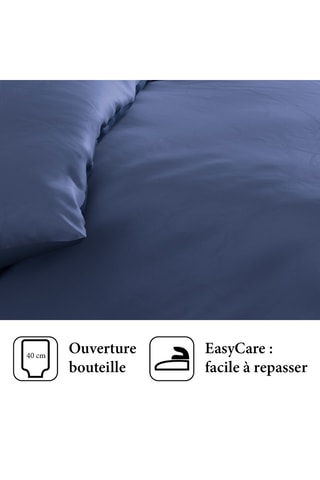 Juego de nórdico de satén de algodón 80 hilos/cm² Uni - Azul cobalto