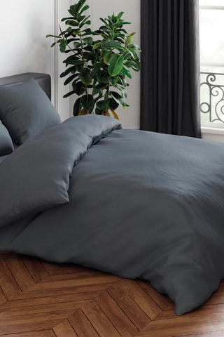 Juego de nórdico de satén de algodón 80 hilos/cm² Uni - Gris claro