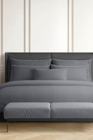 Juego de nórdico de satén de algodón 80 hilos/cm² Dobby - Gris oscuro