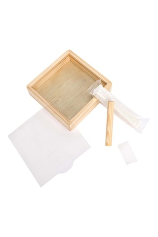 Estuche para huellas con marco de madera de pino - 16,4 x 16,4 x 7 cm - Natural - Desde recién nacido