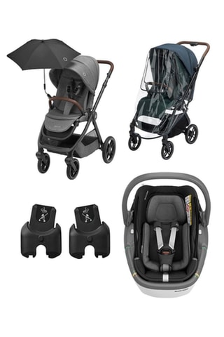 Poussette pliable Oxford Essential + Siège-auto Coral 360 I-Szie + Habillage pluie + Adaptateur