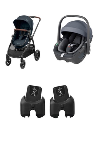 2 poussettes pliables + 2 sièges auto + 2 Adaptateurs