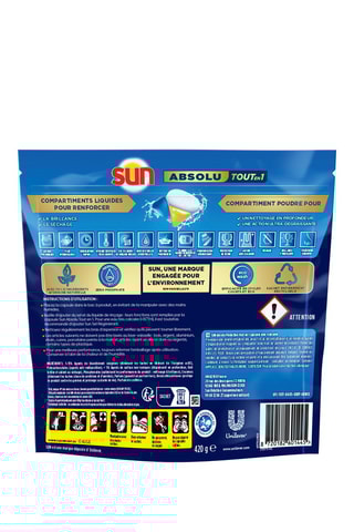 28 capsules lave-vaisselle Sun Absolu Tout-en-1 - Dégraissant