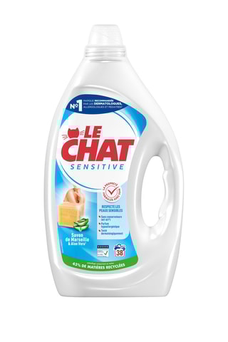 Lessive Sensitive Savon de Marseille & Aloe Véra Le Chat - 38 Lavages - 1,7 l