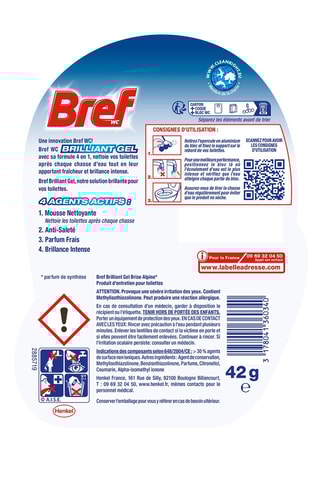 Bloc WC Brilliant Gel 4-en-1 Brise alpine Bref