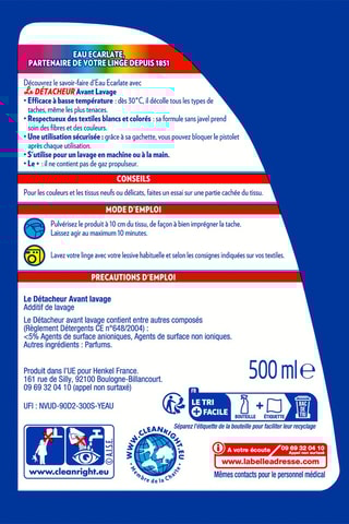 Détacheur avant-lavage Eau Ecarlate - 50 cl