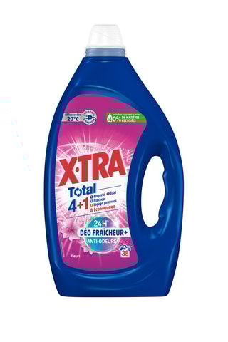 4 Lessives Déo Fraîcheur+ Fleuri Xtra Tota - 38 Lavages - 4 x 1,7 l