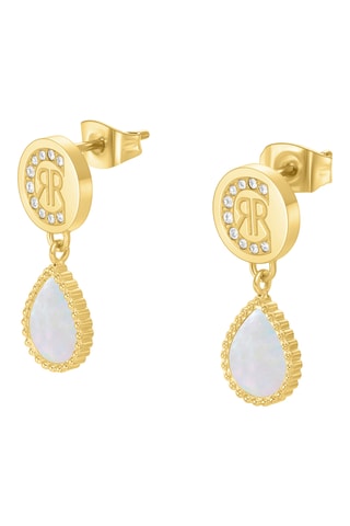 Brincos Eletra - Banhado a ouro amarelo e madrepérola