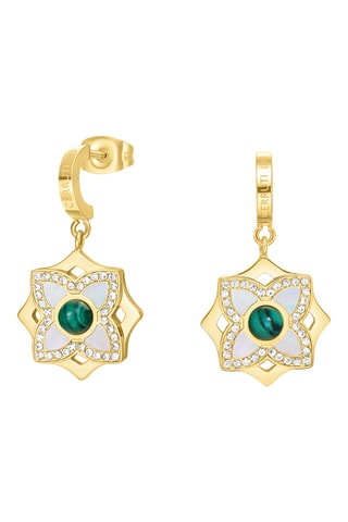 Brincos Ottavia - Banhado a ouro amarelo e malaquite