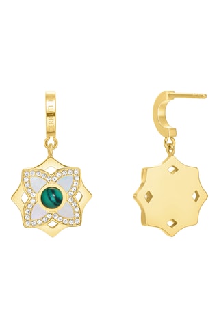 Brincos Ottavia - Banhado a ouro amarelo e malaquite