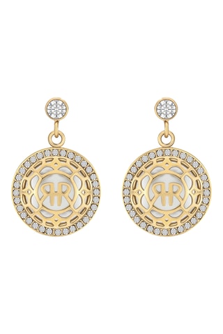 Brincos Arabesque - Banhado a ouro amarelo e madrepérola