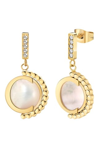Brincos Eclipse Circle - Banhado a ouro amarelo e madrepérola