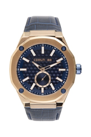 Relógio de quartzo em couro Razzuolo - Azul-escuro