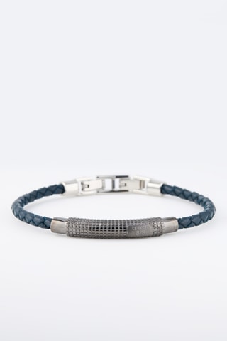 Pulseira - Couro e banhado a ião cinzento