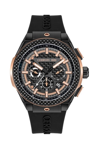 Relógio de quartzo em silicone Ruscello - Cronógrafo - Preto e dourado-rosa