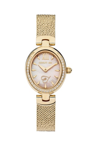 Relógio de quartzo em aço e madrepérola Nemi Dourado